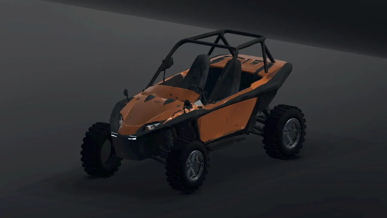 El vehículo Baja original Strider B1 en el garaje real de ZYVRACE